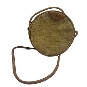 Patricia Nash Scafati Croc Style Small Canteen Leather Crossbody Brown